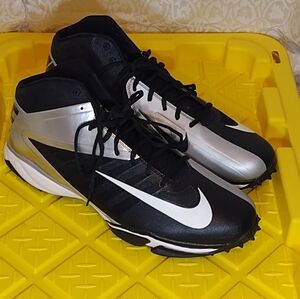 NIKE VAPOR PRO 3/4 NUBBY BLACK SILVER FOOTBALL CLEATS MEN'S SIZE 17 NEW NO BOX